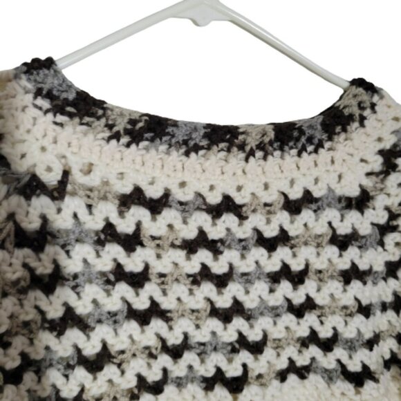 Alpaga blend hand crochet fairisle thick ski sweater - Picture 5 of 7